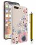 IACCESSORIES 3D Floral Back Cover for iPhone 7 Plus - Printed Soft TPU Protective and Stylish Girls Case with Stylus Pen - Multicolor