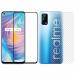 Kite Digital Realme Q2 Back Screen Protective Film Carbon Fiber Skin Transparent Sticker + [Black] Tempered Glass Screen Protector with Edge to Edge Coverage