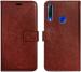 MV Huawei Honor 20i Brown Leather Shock Absorption Mobile Flip Cover With Holder