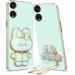 SYOTT 3D Bunny with Folding Stand Back Cover Case Compatible for Oppo Reno 8T | Slim electroplated case | Stand case | Soft TPU | Space Bunny Theme | Camera Protection-Mint