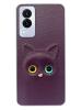 Fastship Coloured 3D POPUP BILLY Eye Effect Kitty Cat Eyes leather Rubber Back Cover for Vivo V21e - Purple