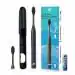 Nexlev Smart Smile Sonic Electric Toothbrush-Humm for Adult | AAA Battery Included | Day and Night Mode | 30000 vibrations/minute | Super soft Bristles | Midnight Black | 2 Replaceable Brushheads