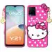UNILORD Vivo Y21 2021 Pink Rubber Holster 3D Cute Hello Kitty Back Case Cover