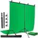 PICPRO Photography 9x6ft T-Shaped Background Stand Adjustable Support Photo Studio for Backdrops Green Screen (T-Stand + Green Cloth+ Clips)