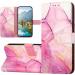 ClickCase Marble Series Faux Leather Back Case Card Holder Wallet with Magnetic Closure Flip Cover For Samsung Galaxy A15 5G (Pink)