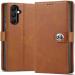 Fastship SAMSUNG A05s - SM-A057F Flip Cover | Full Protection |Back TPU Wallet Stylish Button Magnetic Book Cover Leather Flip Case for SAMSUNG Galaxy A05s - Executive Brown