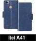 Sbms Itel A41 Blue Artificial Leather Shock Proof Flip Cover