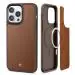 CYRILL Spigen Kajuk Mag Back Cover Case Compatible for iPhone 14 Pro Max (2022, TPU + PC + Faux Leather) - Saddle Brown
