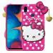 Clickaway Hello Kitty Case for Samsung Galaxy A20 3D Soft Cute Cover for Girls/Women Silicone Rubber Back Cover With Pendant-Baby Pink/Pink