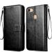 Frazil Vintage Leather Finish Flip Cover for Oppo F7 | Inside Pockets & Inbuilt Stand | Wallet Style Back Case | Magnet Closure (Black)