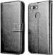 MONKISH Black Leather Shock Proof Flip Case Back Cover for OnePlus 5T/1+5T