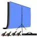 HIFFIN Black|Blue|Grey Screen Backdrop 6x10 ft with Stand -6x9FT Photography Backdrop with 1PC 6.5FT T (T Shape KIT Curtain 3, T KIT Clip-4 C3 Black|Blue|Grey)