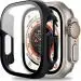JOBINKA (iWatch Case 49mm Black) Compatible Apple Watch Ultra 49MM Case with Built-in Tempered Glass Screen Protector,Square Edge Design Hard PC Full Coverage Cover Anti-Scratch Protective Guard (Black)