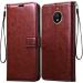 JOBINKA Motorola/Moto E4 Plus Vintage Leather flip Case Cover| Inside TPU with Card Pockets Wallet Stand Magnetic Closure 360 Degree Complete Protection Vintage Flip Cover for Motorola/Moto E4 Plus - Brown