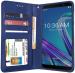 Unistuff Faux Leather Back Case Flip Cover for Asus Zenfone Max Pro M1 with ID Card Slot | Foldable Kickstand | 2 Card Slot | 1 Cash Slot - Executive Blue, 61396