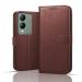 ZORZO Flip Back Cover Case for Vivo Y17s |Leather Finish | Inbuilt Stand & Pockets | Wallet Style Flip Back Case Cover for Vivo Y17s-Brown