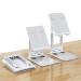 BROLAVIYA Heavy Duty Aluminum Base Foldable, Angle Height Adjustable Desktop Tablet and Mobile Stand Compatible with iPad 9th gen, iPad Mini 6 /Air/Pro,iPhone, Kindle, Switch can use at Desktop, Office, Kitchen ( White )