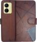 SUPER-ME Vivo Y16 Dark Brown Leather Dual Protection Mobile Flip Cover