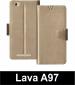 Sbms Lava A97 4G Gold Artificial Leather Shock Proof Flip Cover