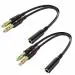 BIGGEAR 2Pcs 20cm Gold Plated Aux Splitter 2 Male to 1 Female 3.5mm Headphone Earphone Mic Audio
