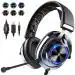 Eksa E3000 Gaming Wired On Ear Headphones With Mic With Stereo, Gaming With Noise Cancelling, Led Light For Pc, Ps4, Ps5 (Silver)