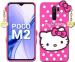 Aviaaz Poco M2 Soft Rubberized TPU Girls Kitty Pink Silicon, Rubber Back Cover