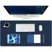Leeonz Desk Pad, Large Mouse Pad, Office Desk Mat, PU Leather Desk Blotter, Laptop Desk Mat, Waterproof Desk Writing Pad for Office and Home, Single-Sided(Dark Blue,80x40cm)