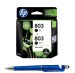HP 803 2-pack Economy Black Ink Cartridges With ITGLOBAL 3in1 Multi-Function Pen