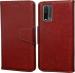 Zybux Redmi Mi9 Power Brown Artificial Leather Mobile Flip Cover
