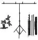 VTS T-Shape Background Backdrop Support Stand Kit: 9 feet Height Adjustable Tripod Stand and 6 feet Weight Crossbar (2-Section) with 4 Tight Metal Clamps for Video Studio Photography (T Shape Back Drop)