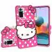 Clickaway Hello Kitty Case for Xiaomi Redmi Note 10 3D Soft Cute Cover for Girls/Women Silicone Rubber Back Cover With Pendant-Baby Pink/Pink