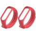 Estrenar Mi Band 3 Strap - Mi Band 4 Strap Original Soft Silicone Adjustable Replacement Wristband Straps, Belt, Bands for Xiaomi M3 & M4 Fitness Band (Red - Pack of-2)