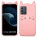 Indiacase Vivo V23 Pink Slim Silicone, Rubber Cat Design, Wireless Charging Compatible Cases & Covers, Display Size-12 mm, 14 x 7 x 5 mm