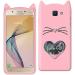 UNILORD Samsung J7 Prime Pink Silicone Love Cat 3D Heart Design Flexible Ear Cat Kitty Girls Back Cover Case