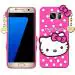 Clickaway Hello Kitty Case for Samsung Galaxy S7 Edge 3D Soft Cute Cover for Girls/Women Silicone Rubber Back Cover With Pendant-Baby Pink/Pink