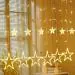 PunnkFunnk Party Pack 12 Stars 138 LED Curtain String Lights, Window Curtain Decoration Lights with 8 Flashing