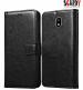 SCARDY SAMSUNG J4 BACK COVER / LEATHER FLIP COVER / BLACK COLOR