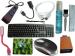 Anjo 9 in 1 Combo of Wired Keyboard, Wired Mouse, Pad, USB Hub 2.0, Cleaning Kit with Cloth & Brush 100ml, Extension Cable 1.5 Meter, LED Light, OTG Micro & C to A Type