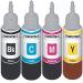 ANG Refill Ink for Use in Canon Pixma E500 All-in-One Printer Ink Cyan, Magenta, Yellow & Black - 100 ML Each Bottle Multi Color Ink Cartridge