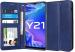 Unistuff Faux Leather Back Case Flip Cover for Vivo Y21 with ID Card Slot | Foldable Kickstand | 2 Card Slot | 1 Cash Slot - Executive Blue, 65049