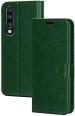 MV Samsung Galaxy A70 Green Leather Shock Absorption Mobile Flip Cover With Holder