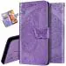 ClickCase Butterfly Embossing Series Faux Leather Magnetic Card Holder Wallet Kickstand Case Flip Cover For Motorola Moto G10 (Lavender)