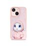 TREEMODA Nimmy 3D Embroidered Pink Rabbit Leather Case for iPhone 14 Pro.