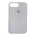 Coverage Slim CANVAS Fabric apple logo phone Cases Cloth Distressed Hard Compatible for iPhone 7 Plus - Grey