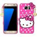 Clickaway Hello Kitty Case for Samsung Galaxy S6 Edge 3D Soft Cute Cover for Girls/Women Silicone Rubber Back Cover With Pendant-Baby Pink/Pink