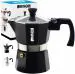 Bison Wildcrafted Milano Stovetop Espresso Maker Moka Pot 3 Cups 150ml Stove Top Moka Italian Espresso Coffee Maker, Black