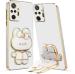 SYOTT 3D Bunny with Folding Stand Back Cover Case Compatible for Mi Redmi Note 10 Pro Slim electroplated case Stand case Soft TPU Bunny Theme Camera Protection | White