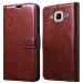 JOBINKA Samsung J2 2016 Vintage Leather flip Case Cover| Inside TPU with Card Pockets Wallet Stand Magnetic Closure 360 Degree Complete Protection Vintage Flip Cover for Samsung J2 2016 - Brown
