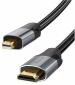 Baseus Dark Grey, Black HDMI Cable 1 m Aluminium Mini Display Port to 4K HDMI Cable Compatible with TV, Laptop, Camera, Computer, One Cable