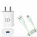 Ditto Hub 2.4 A Type-C Multiport Mobile Charger with Detachable Cable (White, Cable Included)